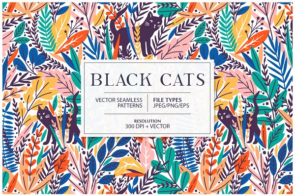 Download Black Cats seamless pattern