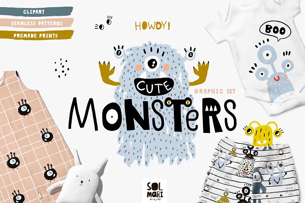 Download Cute MONSTERS graphic set.
