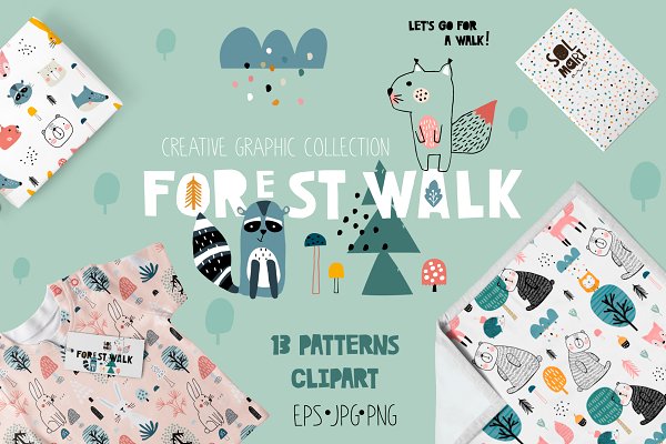 Download FOREST WALK creative graphic set