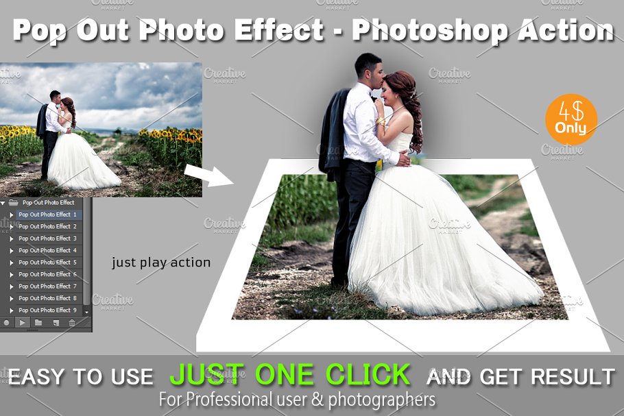 Download Pop Out Photo Effect PS Action