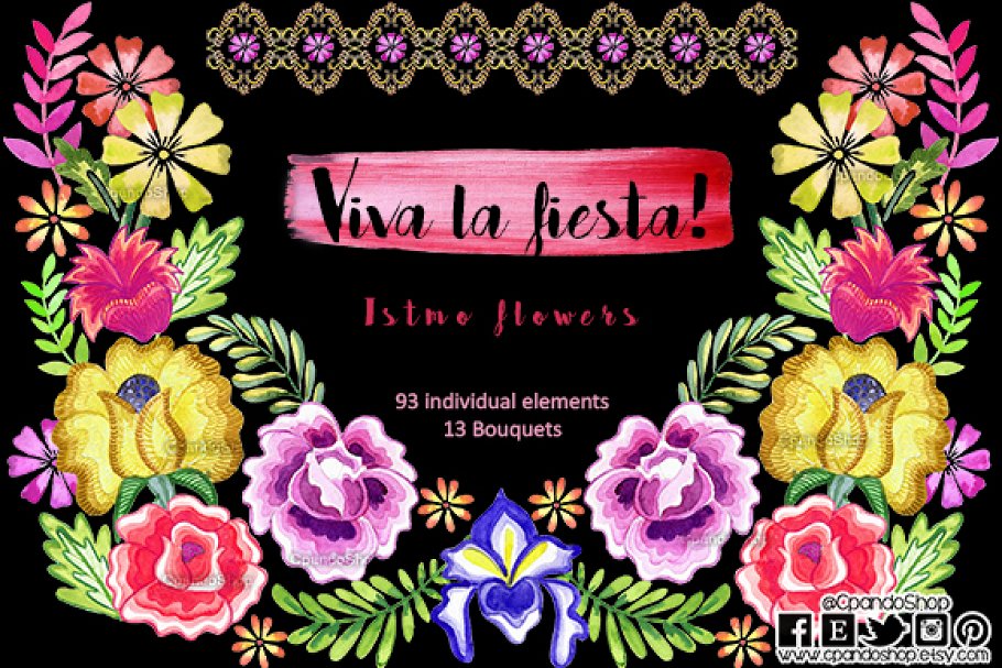 Download Mexican Istmo watercolor flowers