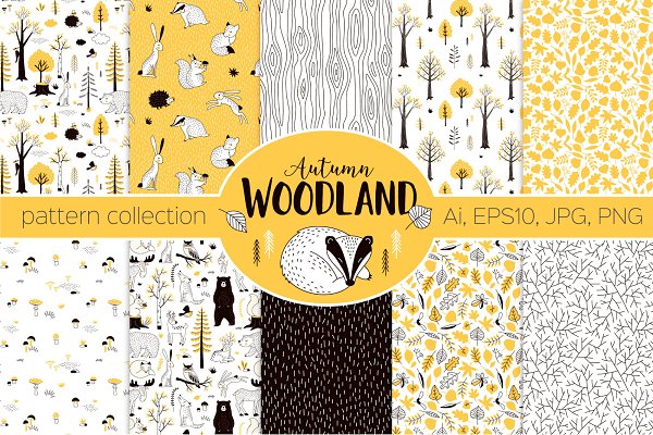 Download Autumn Woodland pattern set