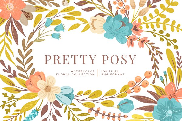 Download Pretty Posy Watercolor Flowers