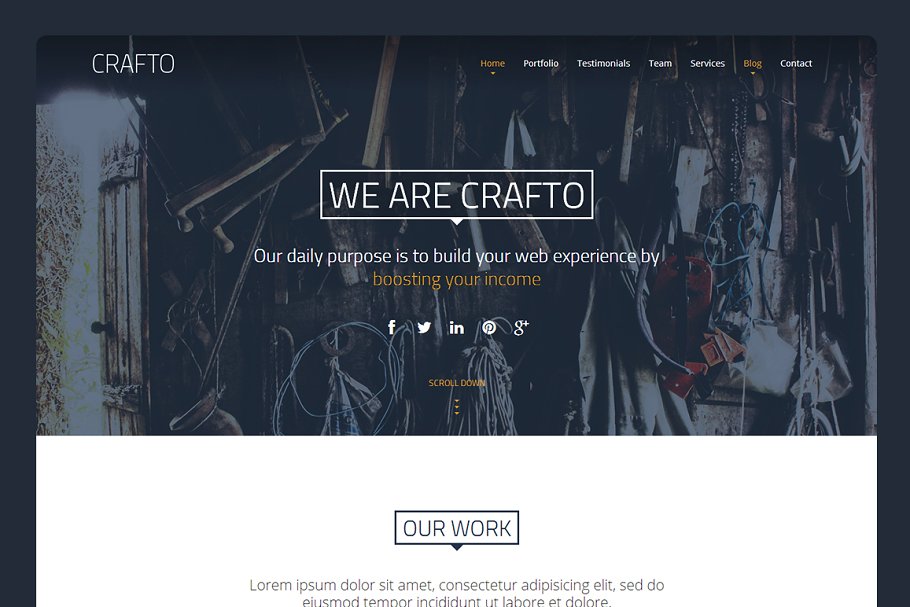 Download Crafto - One Page HTML theme 30% off
