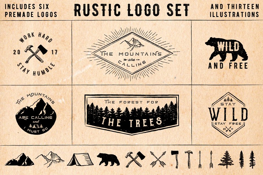 Download Rustic Logos & Illustrations AI PNG
