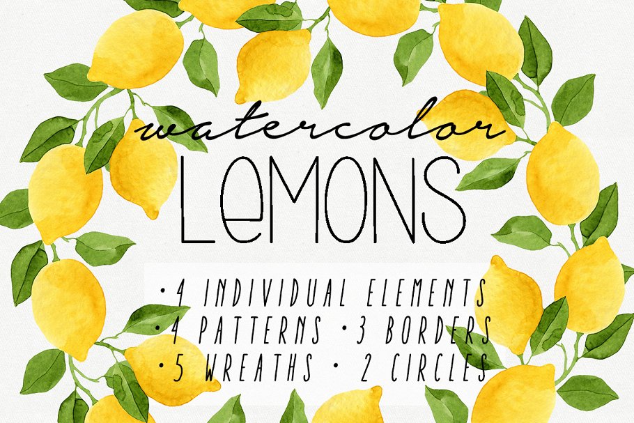 Download Watercolor Lemons Set