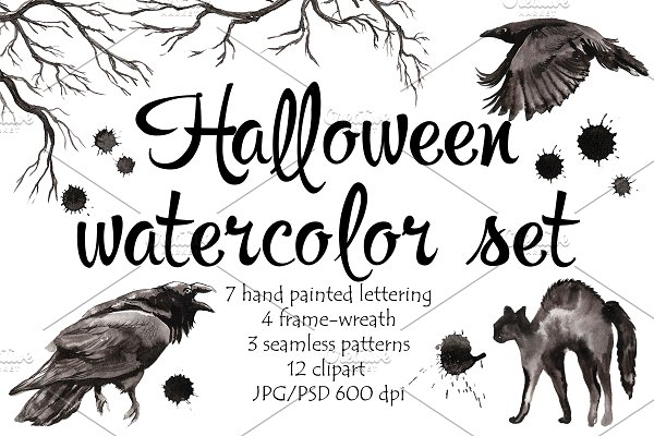 Download Halloween watercolor set