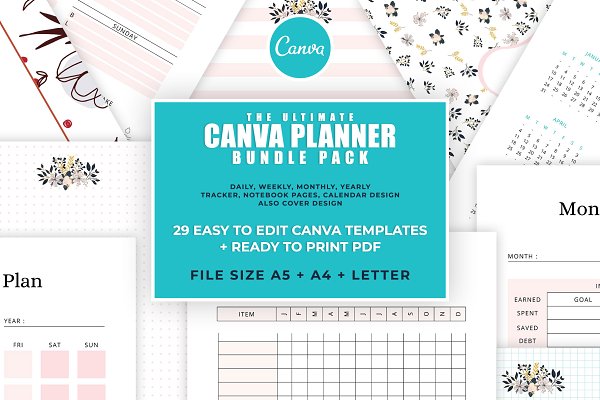 Download Ultimate CANVA Planner Bundle Pack