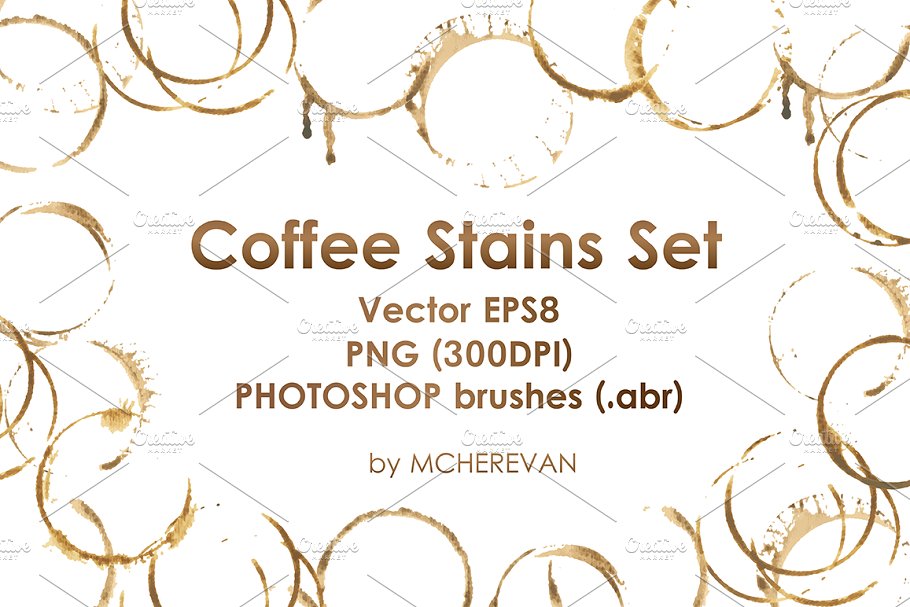 Download Coffee stains clipart and brush set