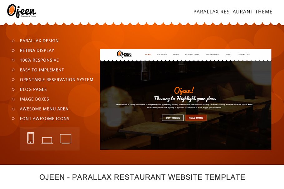 Download Ojeen - Restaurant HTML Website Temp