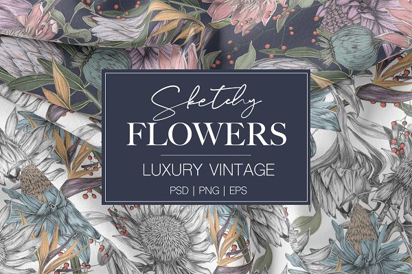Download Luxury Sketchy Floral Vintage