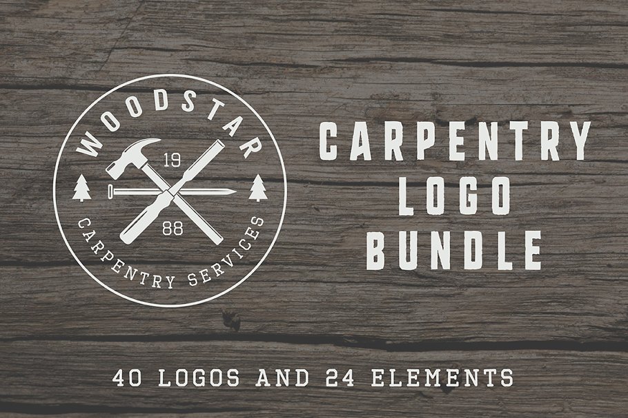 Download Set of vintage carpentry logos