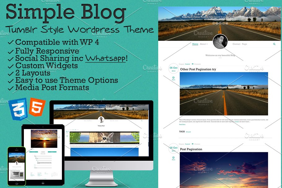 Download Simple Blog - Tumblr Style WP Theme