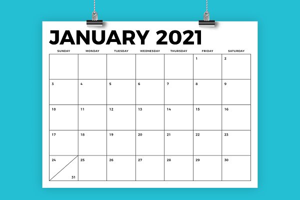 Download 8.5 x 11 Inch Bold 2021 Calendar