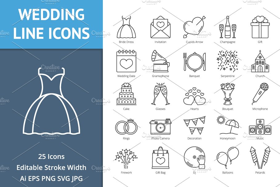 Download Wedding Line Icons