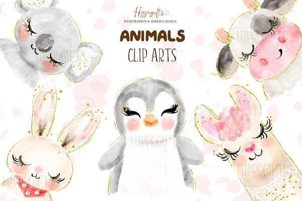 Download Watercolor animals cliparts