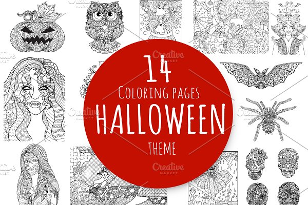 Download 14 Halloween coloring pages