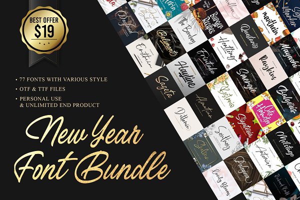 Download NEW YEAR FONT BUNDLE 77 FONTS