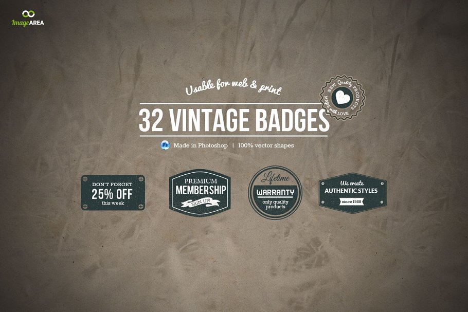 Download 32 Small Vintage Badges