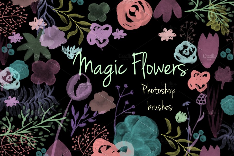 Download Magic flowers. Photoshop brush set