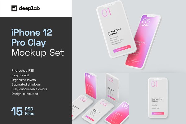 Download iPhone 12 Pro Clay Mockup Set