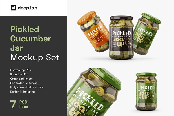 Download Pickled Cucumber Jar Mockup Set