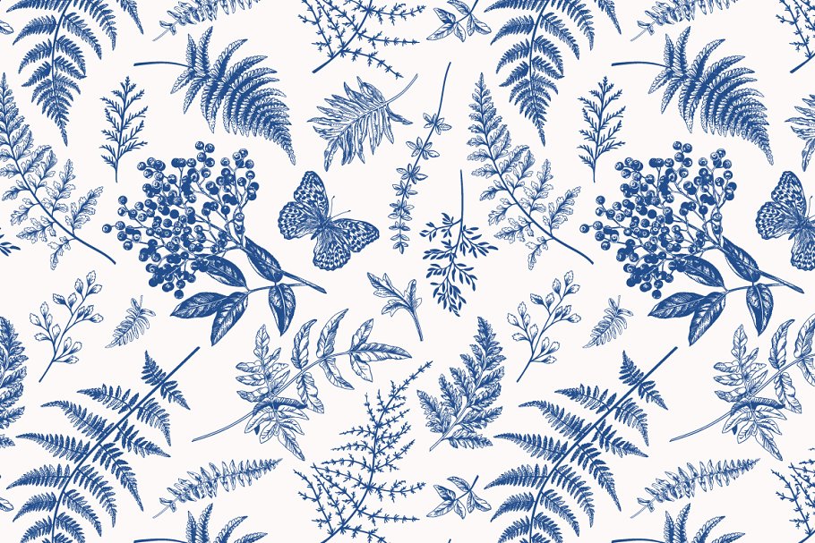 Download Floral seamless pattern. Blue.