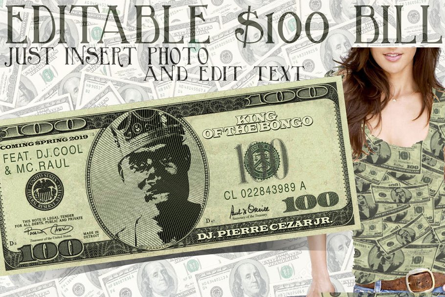 Download Editable Hi-Res $100 Bill Mockup