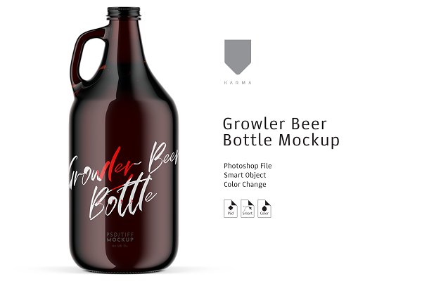 Download Growler Beer Bottle Mockup