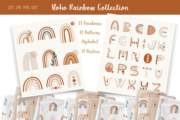 Download Boho Rainbow Clipart Collection