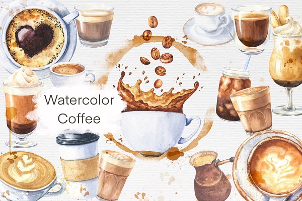 Download Watercolor Coffee Pack