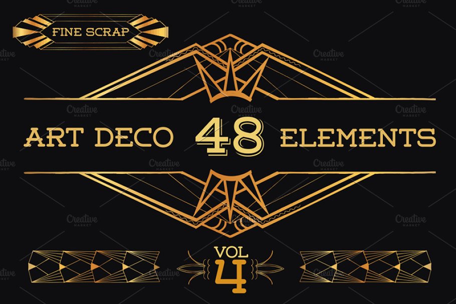Download 48 Hand Drawn Art Deco Elements Vol4