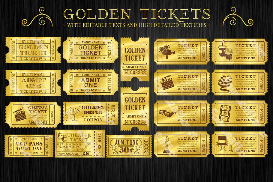 Download Golden Tickets Templates Set