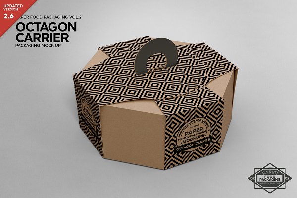 Download Octagon Box Carrier Packaging Mockup