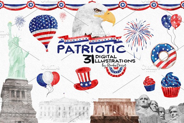 Download Patriotic - Watercolor Cliparts