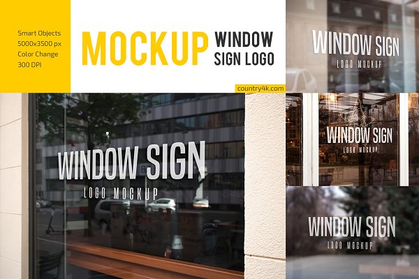 Download Window Sign Logo Mockup Set