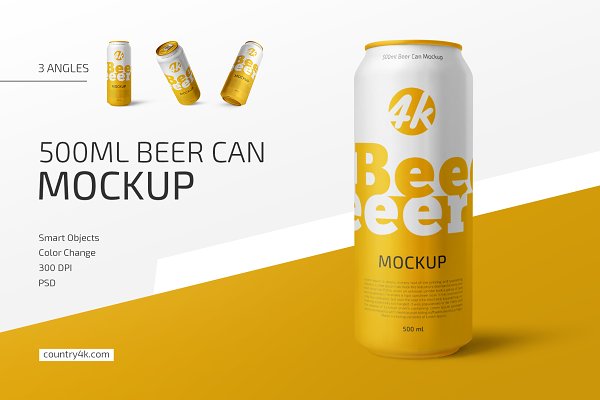 Download 500ml Beer Can Mockup Set