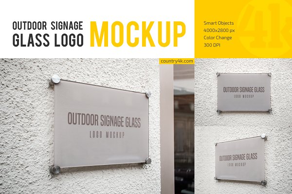 Download Glass Signage Logo Mockup Set