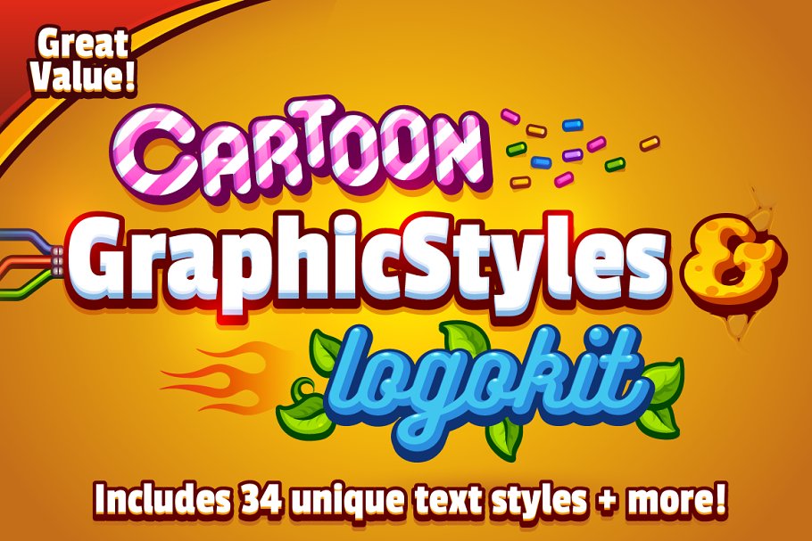 Download Cartoon Graphic Styles and Logo Kit