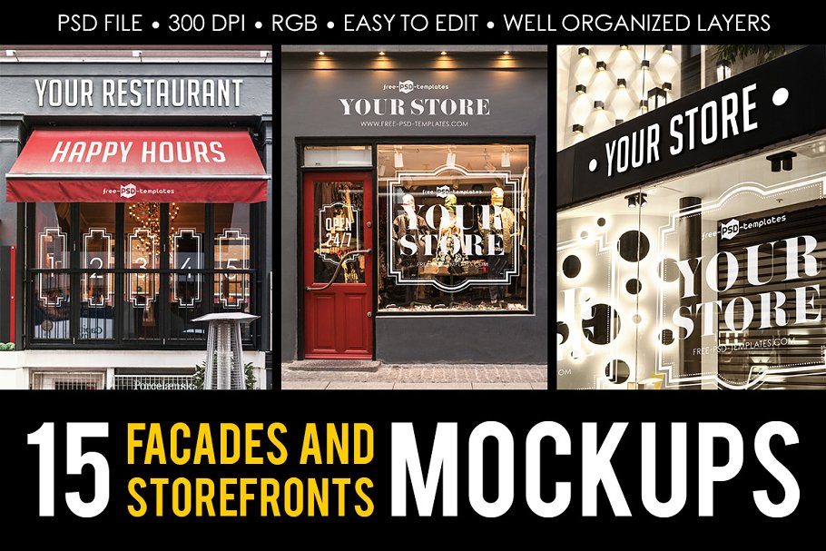 Download 15 Facades and StoreFronts MockUps
