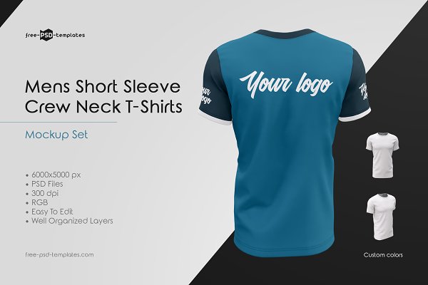 Download Mens Crew Neck T-Shirts MockUp Set