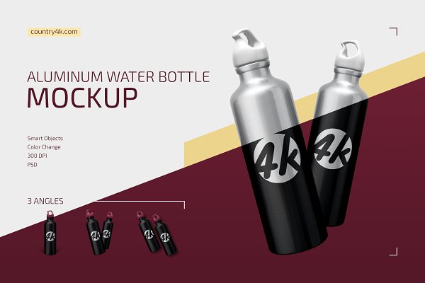 Download Aluminum Water Bottle Mockup Set