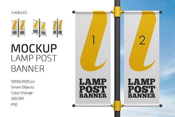 Download Lamp Post Banner Mockup Set