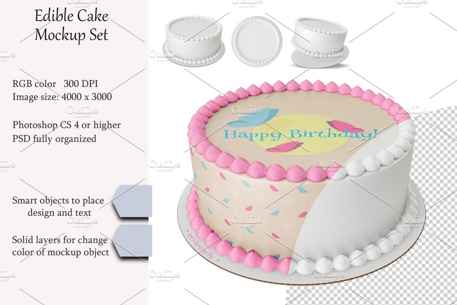 Download Edible cake Mockup set. PSD mockup.