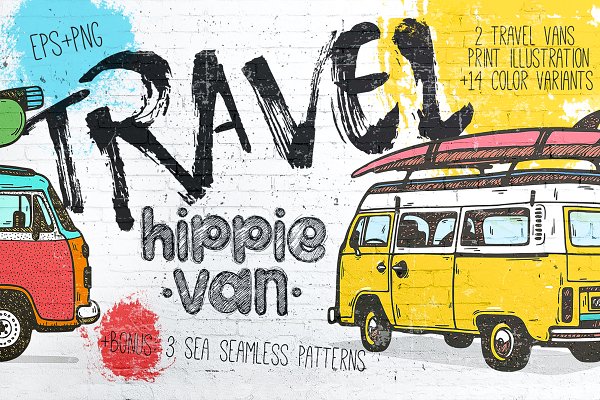 Download Vintage Hippie Van Print design