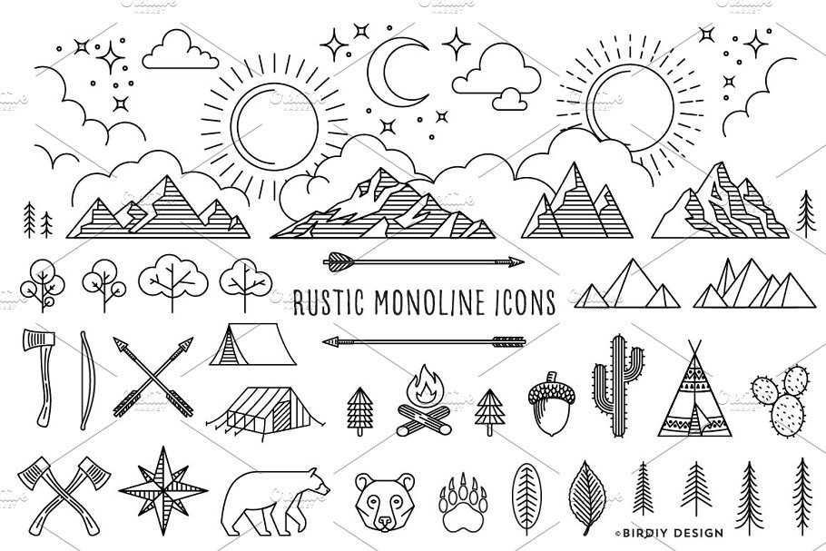 Download Rustic Monoline Icons and Designs