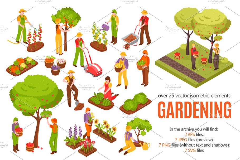 Download Gardening Isometric Set