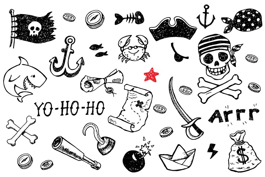 Download Pirate doodles set +8patterns