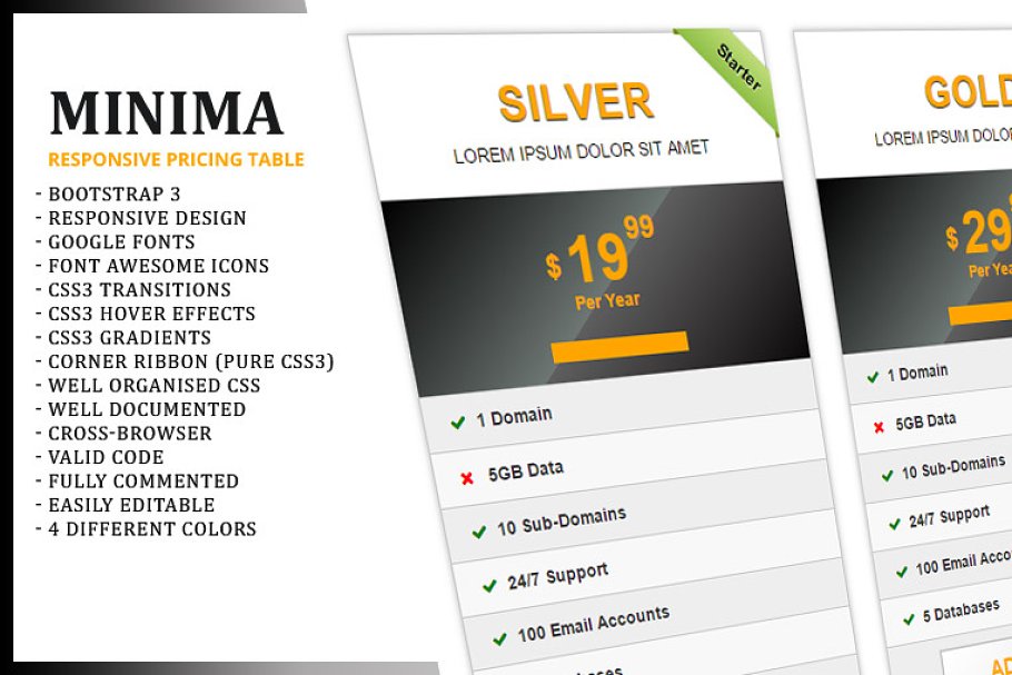 Download Minima-Responsive Pricing Table