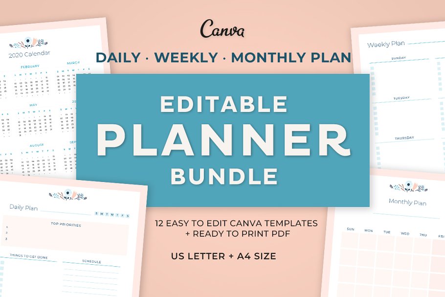 Download Editable Canva Planner Bundle